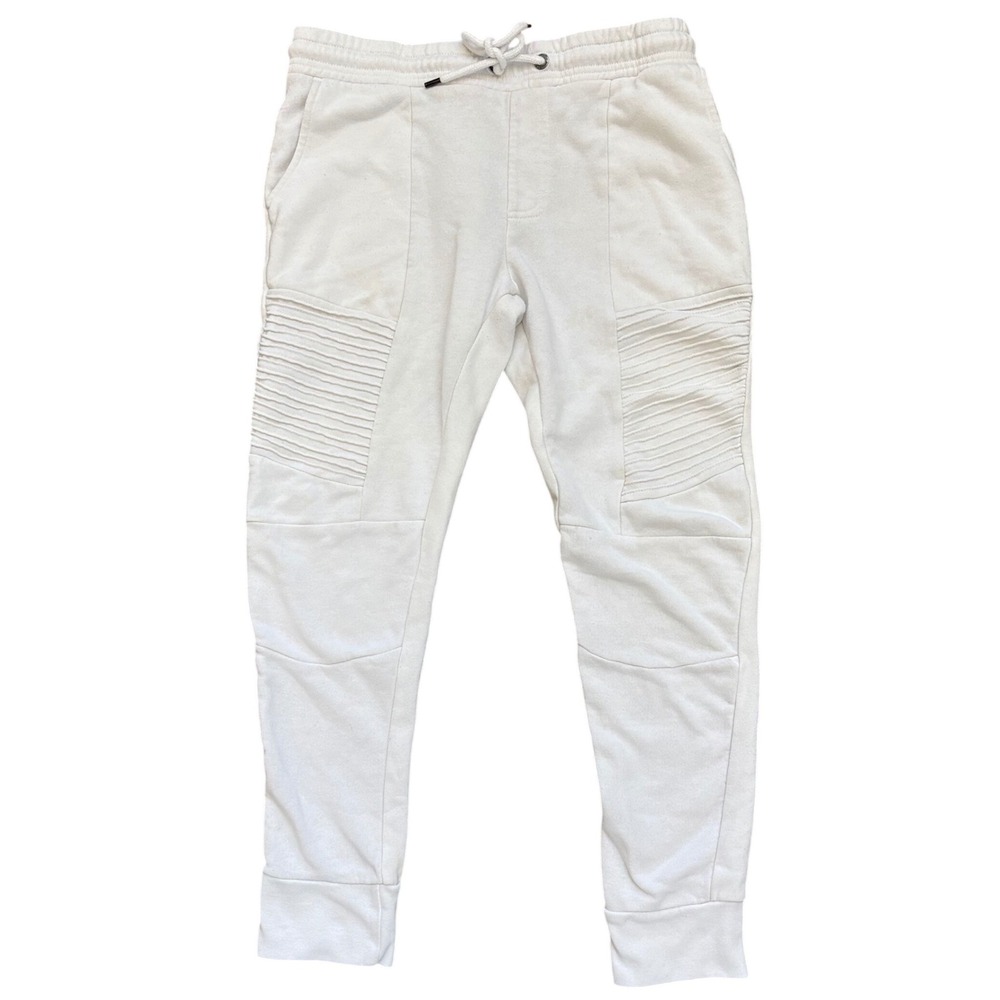 Triple Five Soul Joggers Mens M/L White Moto Biker Ribbed Biker Streetwear